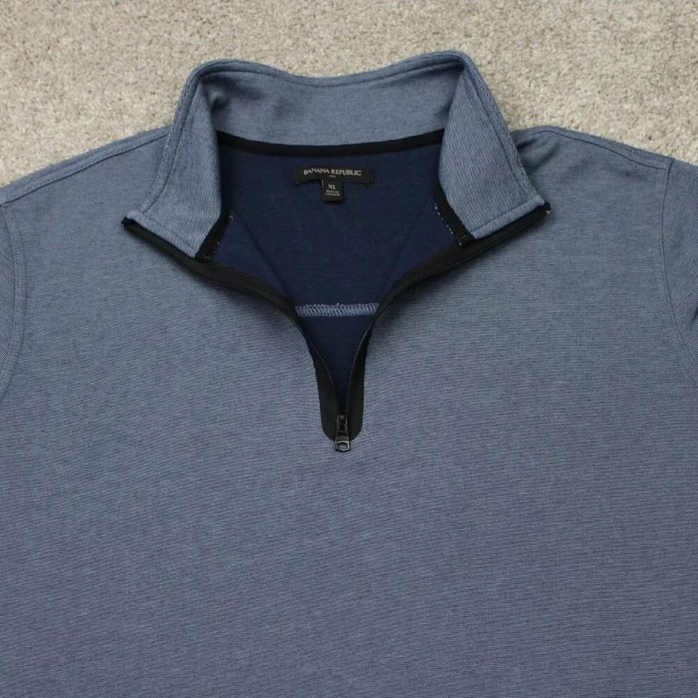 Banana Republic Sweatshirt Mens XL Blue 1/4 Zip Cotton/Polyester Blend‎ Pullover